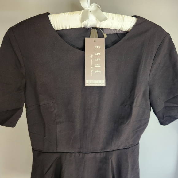 Romper - NWT dressy black short sleeve open back & zipper peplum shorts - Picture 3 of 17
